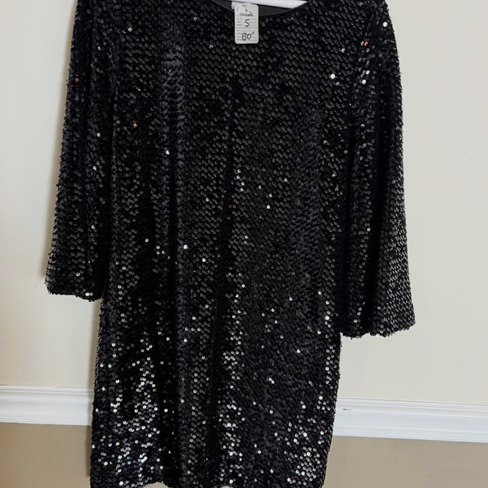 Chico's Black Sequin Mini Dress
